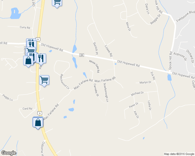 map of restaurants, bars, coffee shops, grocery stores, and more near 5 White Gate Road in Wappingers Falls