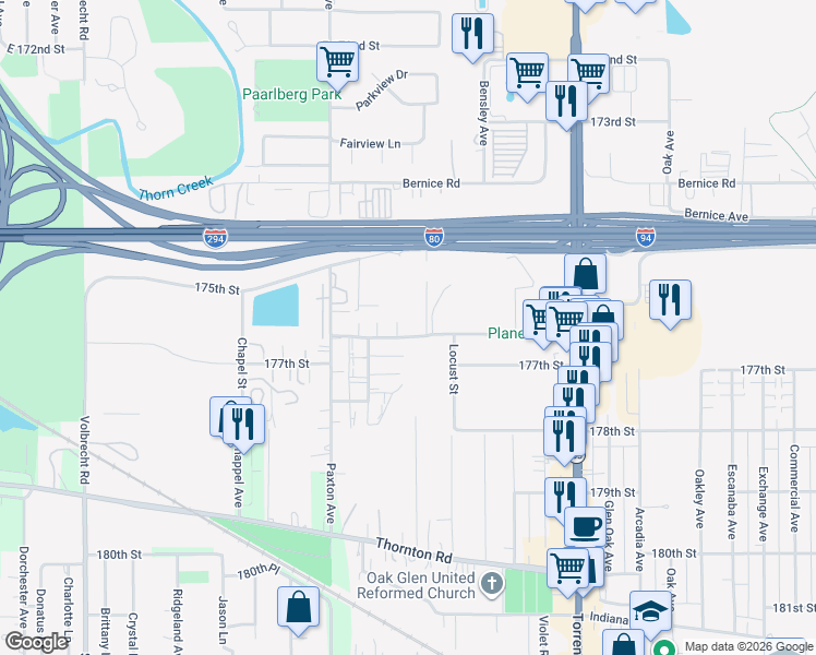 map of restaurants, bars, coffee shops, grocery stores, and more near 2150 Frontage Road in Lansing