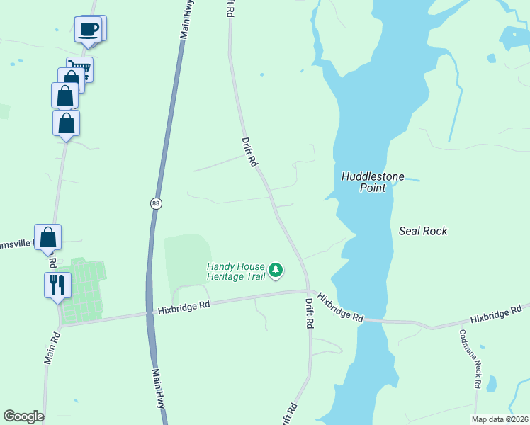 map of restaurants, bars, coffee shops, grocery stores, and more near 915 Drift Road in Westport