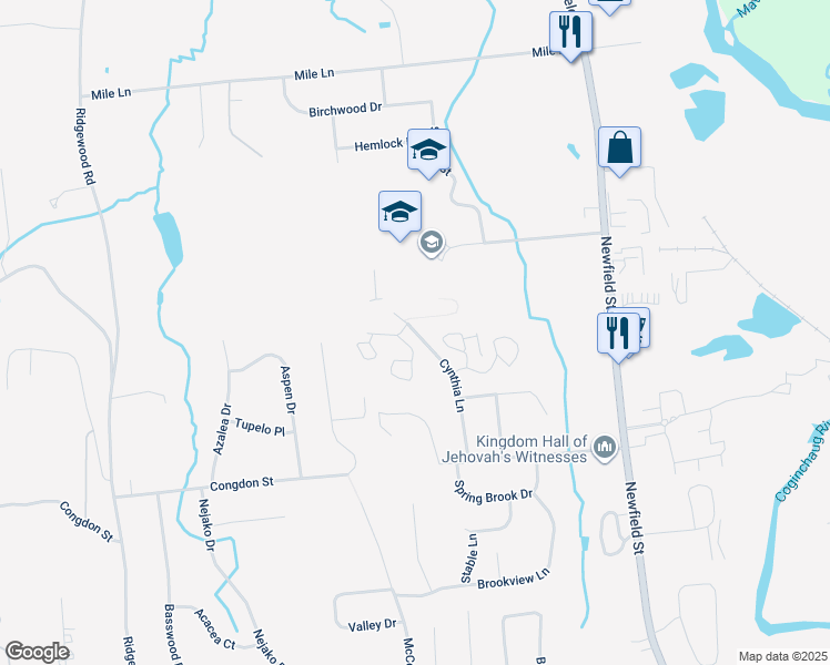 map of restaurants, bars, coffee shops, grocery stores, and more near 83-133 Cynthia Lane in Middletown