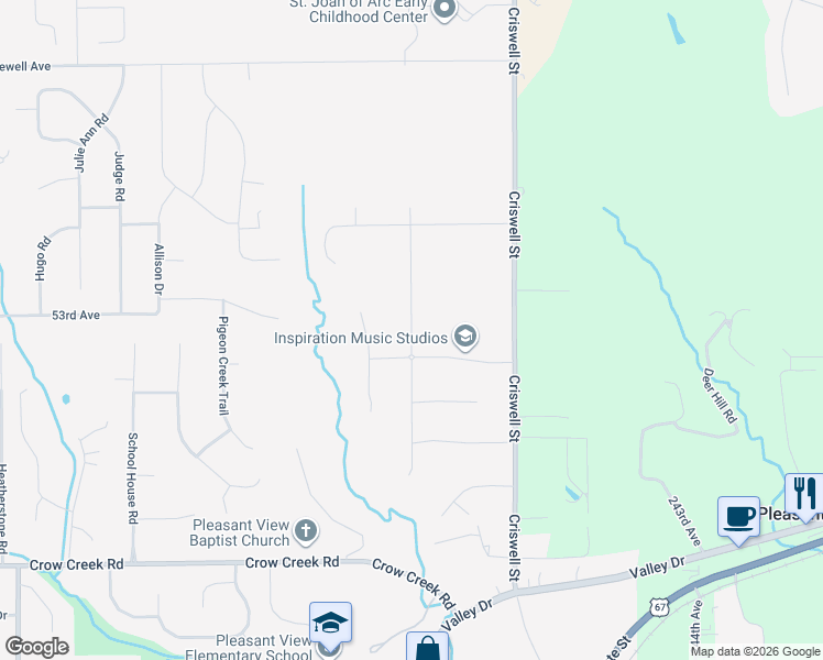 map of restaurants, bars, coffee shops, grocery stores, and more near Woody Creek Lane in Bettendorf
