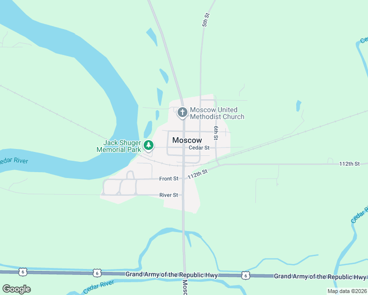 map of restaurants, bars, coffee shops, grocery stores, and more near County Highway X54 in Moscow