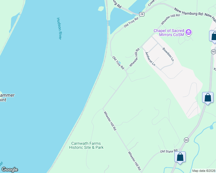 map of restaurants, bars, coffee shops, grocery stores, and more near 680 Wheeler Hill Road in Wappingers Falls