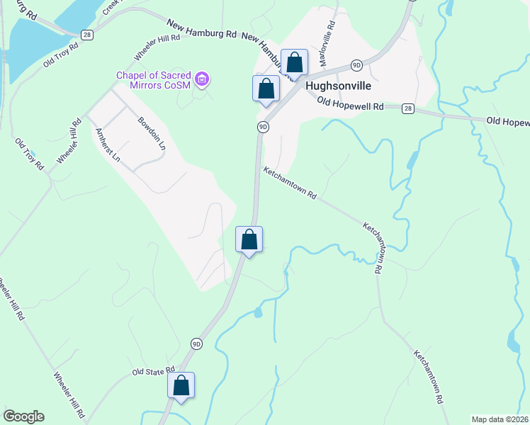 map of restaurants, bars, coffee shops, grocery stores, and more near 30 Ketchamtown Road in Wappingers Falls