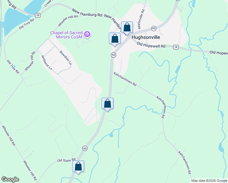 map of restaurants, bars, coffee shops, grocery stores, and more near 30 Ketchamtown Road in Wappingers Falls