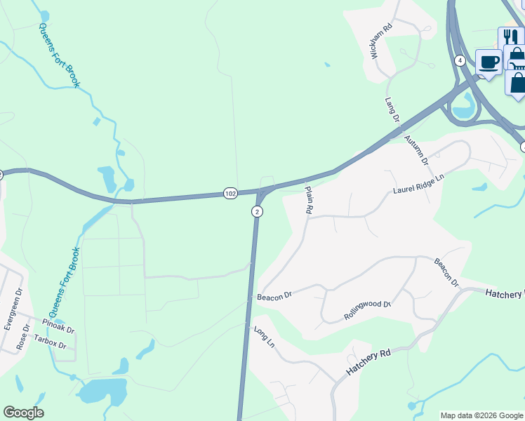map of restaurants, bars, coffee shops, grocery stores, and more near 20 South County Trail in North Kingstown