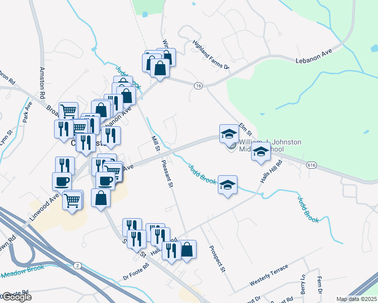 map of restaurants, bars, coffee shops, grocery stores, and more near 232 Norwich Avenue in Colchester
