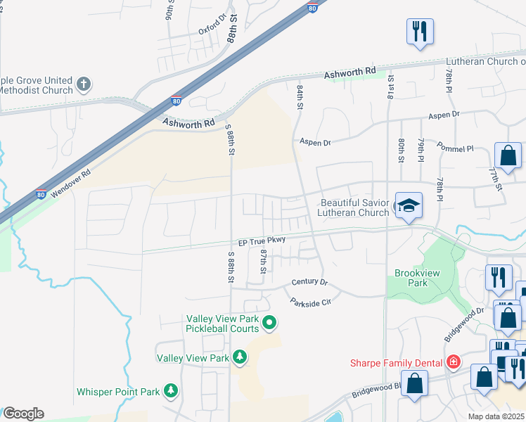 map of restaurants, bars, coffee shops, grocery stores, and more near 635 87th Street in West Des Moines