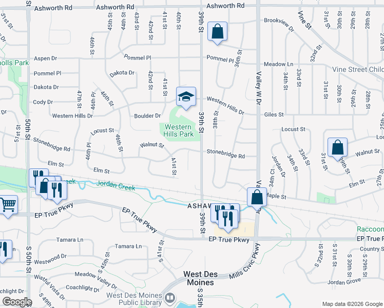 map of restaurants, bars, coffee shops, grocery stores, and more near 3908 Stonebridge Road in West Des Moines