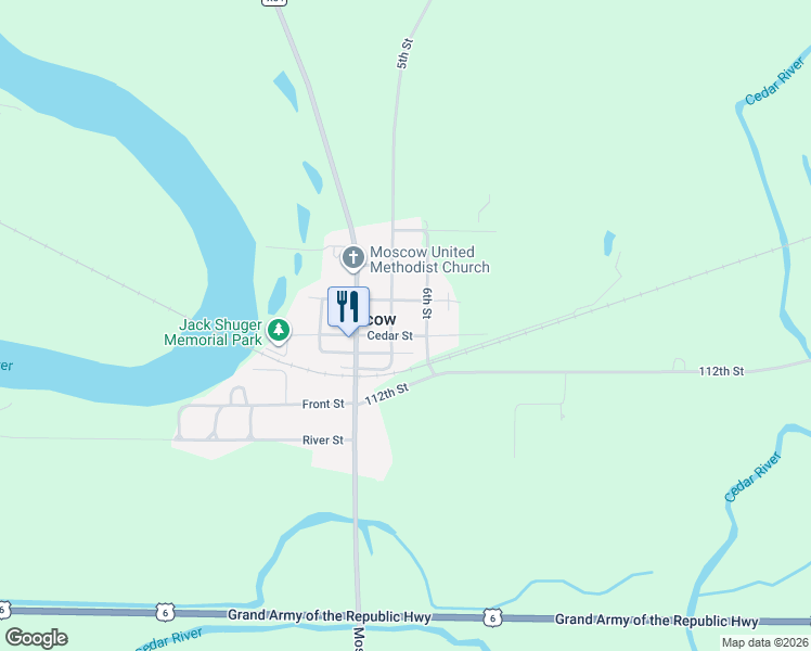 map of restaurants, bars, coffee shops, grocery stores, and more near 1609 Cedar Street in Moscow