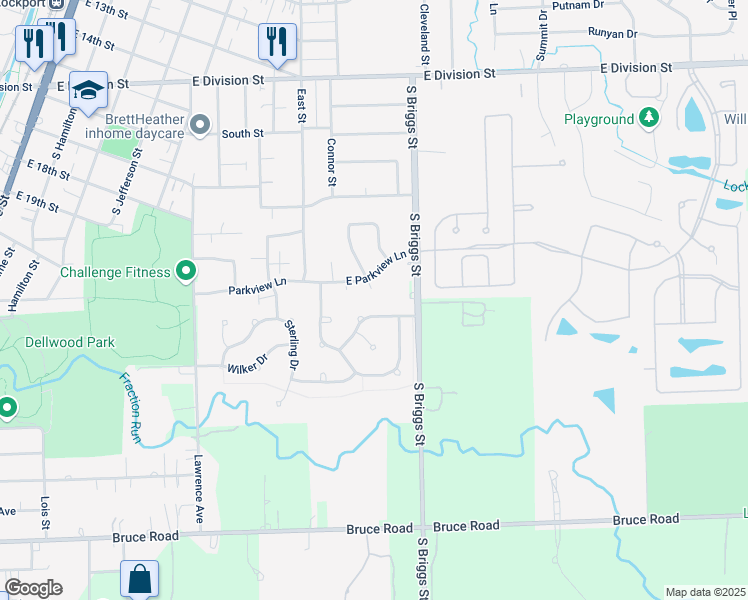 map of restaurants, bars, coffee shops, grocery stores, and more near 2109 Sequoia Court in Lockport