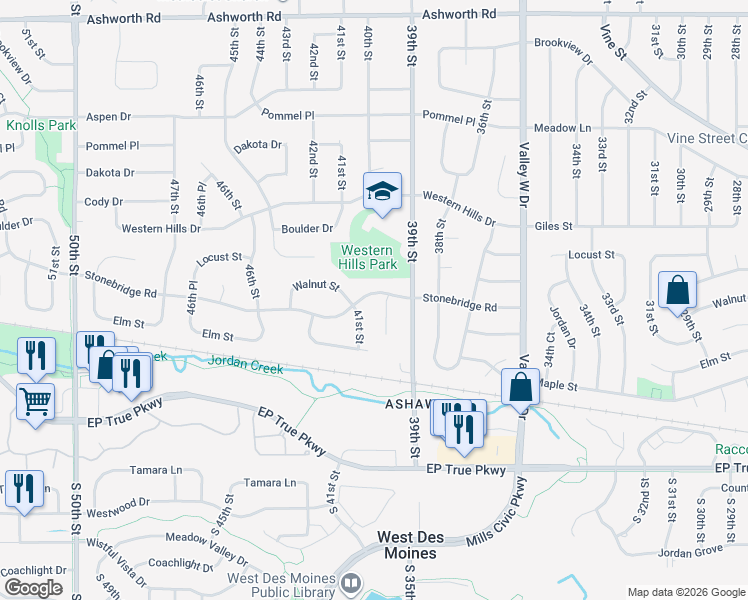 map of restaurants, bars, coffee shops, grocery stores, and more near 3908 Stonebridge Road in West Des Moines