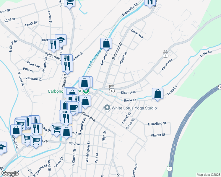 map of restaurants, bars, coffee shops, grocery stores, and more near 9 Canaan Street in Carbondale