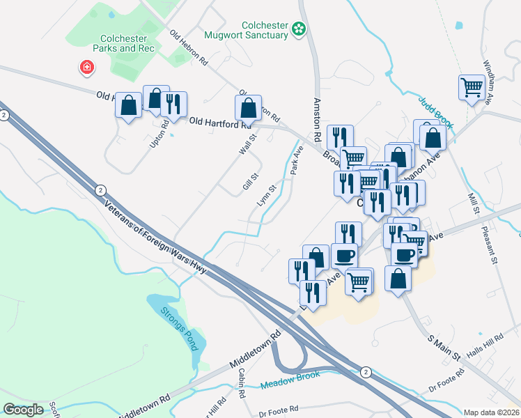 map of restaurants, bars, coffee shops, grocery stores, and more near 75 Lynn Street in Colchester