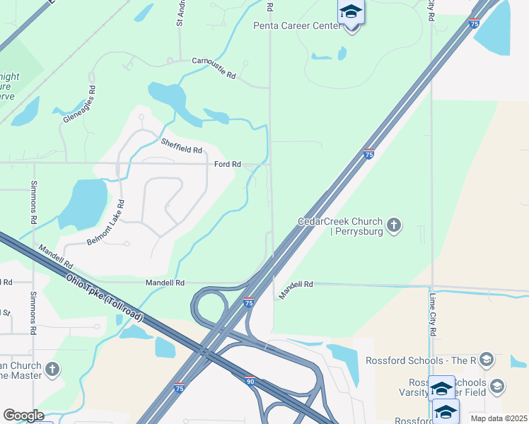 map of restaurants, bars, coffee shops, grocery stores, and more near 29207 Bates Road in Perrysburg