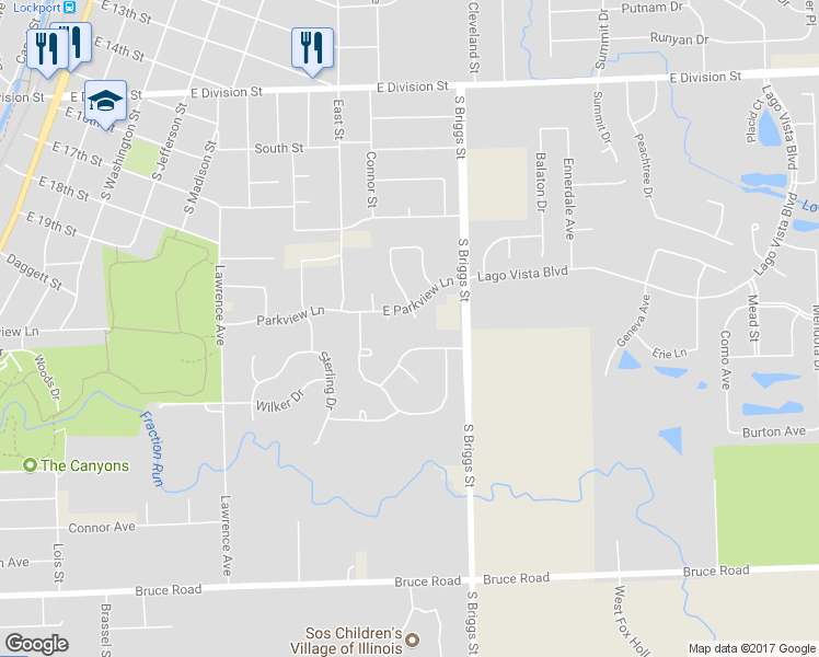 map of restaurants, bars, coffee shops, grocery stores, and more near 2109 Sequoia Court in Lockport