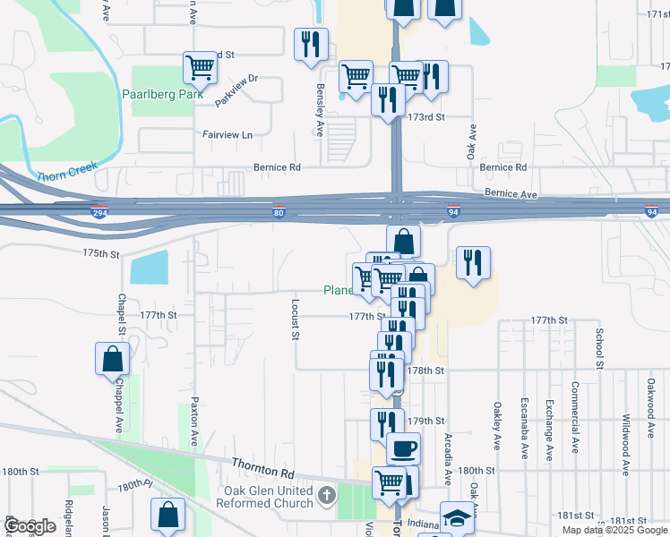 map of restaurants, bars, coffee shops, grocery stores, and more near 2306 Holiday Terrace in Lansing