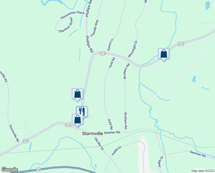 map of restaurants, bars, coffee shops, grocery stores, and more near 55 Gold Road in Stormville