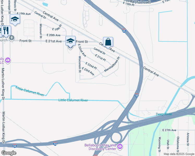 map of restaurants, bars, coffee shops, grocery stores, and more near 2607 Marshalltown Dr in Gary