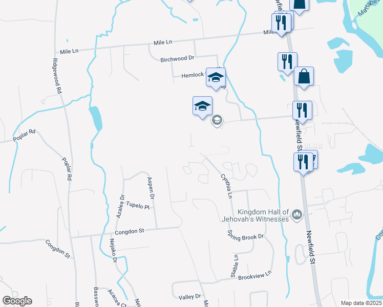 map of restaurants, bars, coffee shops, grocery stores, and more near 161 Cynthia Lane in Middletown