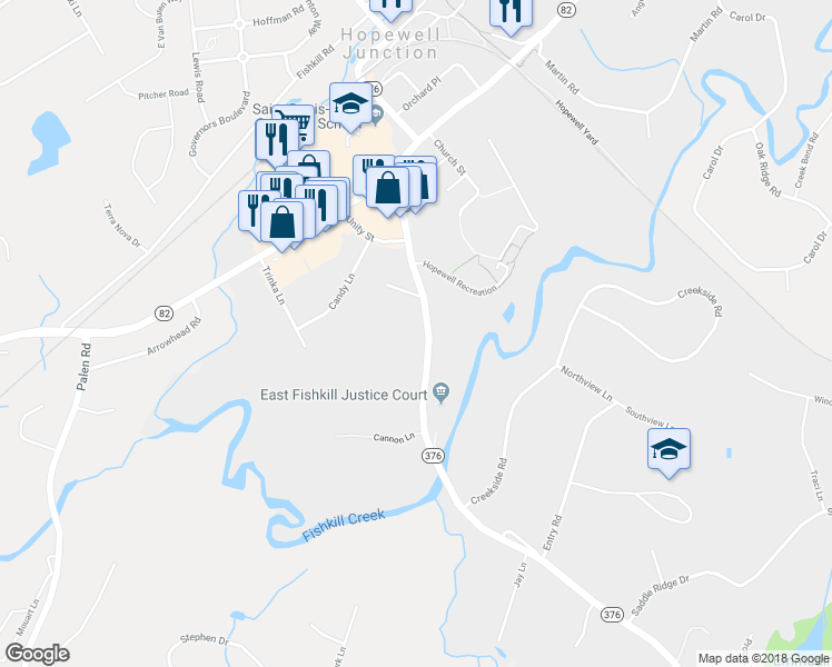 map of restaurants, bars, coffee shops, grocery stores, and more near 365 New York 376 in Hopewell Junction