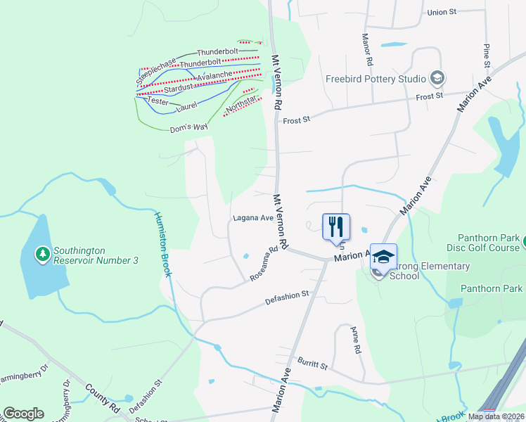 map of restaurants, bars, coffee shops, grocery stores, and more near 35 Lagana Avenue in Southington