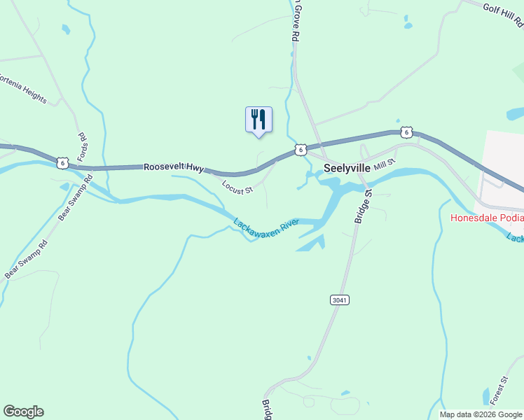 map of restaurants, bars, coffee shops, grocery stores, and more near 18 Birdsall Street in Honesdale