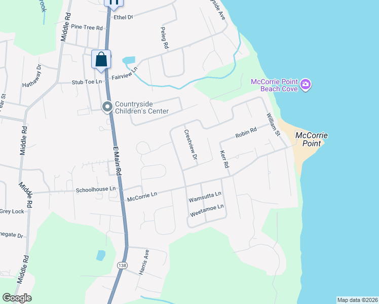 map of restaurants, bars, coffee shops, grocery stores, and more near 32 Crestview Drive in Portsmouth