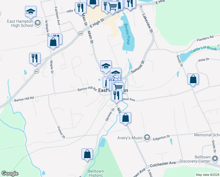 map of restaurants, bars, coffee shops, grocery stores, and more near in East Hampton