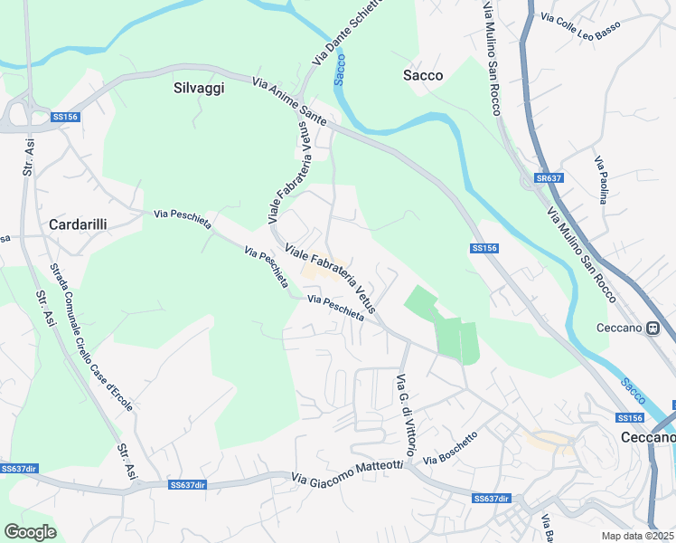 map of restaurants, bars, coffee shops, grocery stores, and more near 19/A Viale Fabrateria Vetus in Ceccano