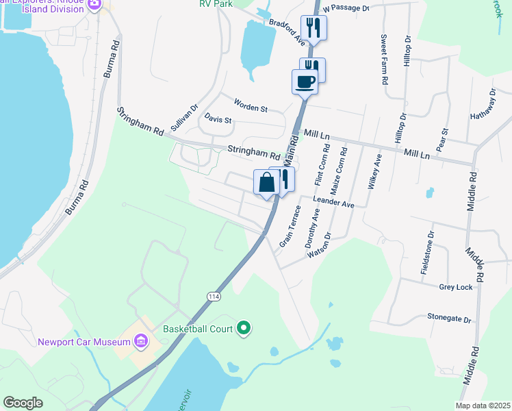 map of restaurants, bars, coffee shops, grocery stores, and more near 1 John Street in Portsmouth