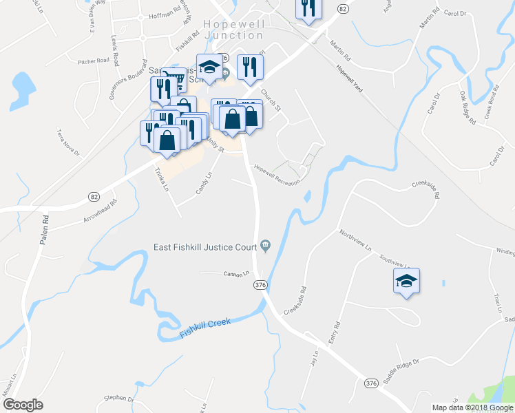 map of restaurants, bars, coffee shops, grocery stores, and more near 369 Route 376 in Hopewell Junction