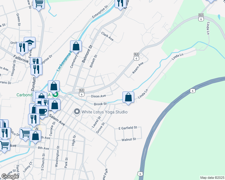 map of restaurants, bars, coffee shops, grocery stores, and more near 12 Gravity Avenue in Carbondale