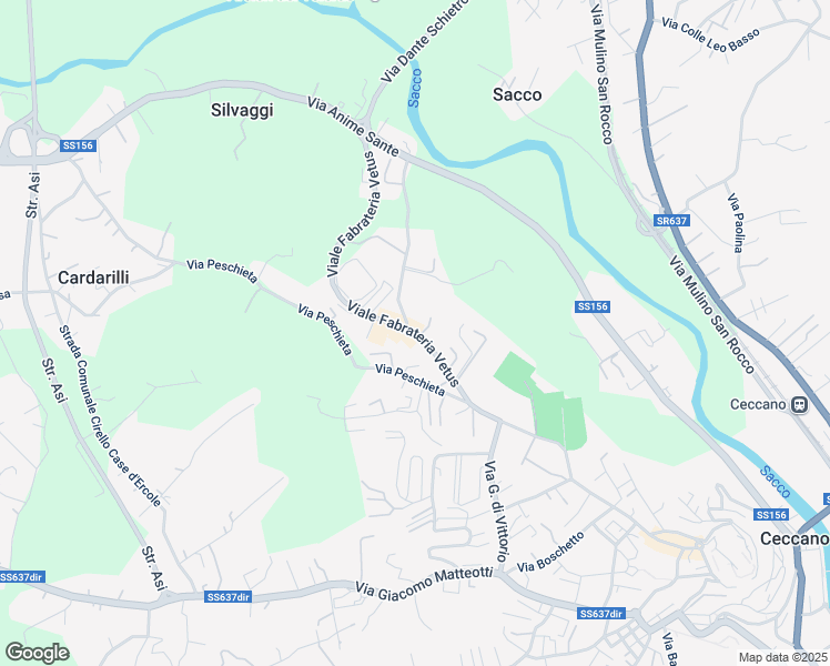 map of restaurants, bars, coffee shops, grocery stores, and more near 19/A Viale Fabrateria Vetus in Ceccano