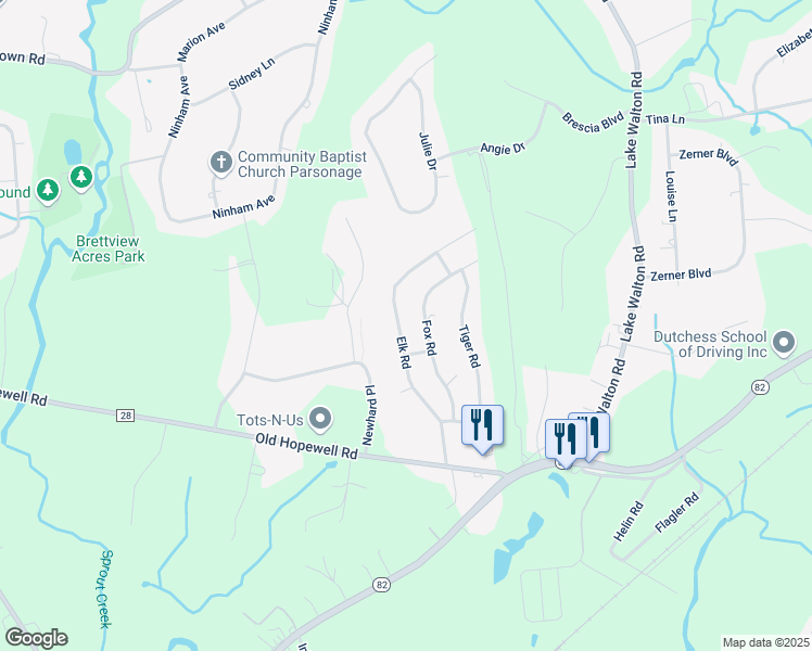 map of restaurants, bars, coffee shops, grocery stores, and more near 40 Elk Road in Hopewell Junction