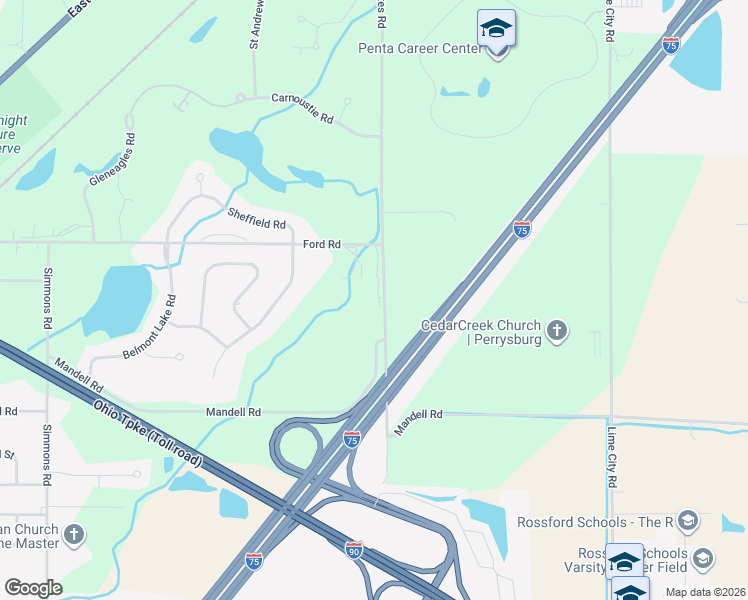 map of restaurants, bars, coffee shops, grocery stores, and more near 29207 Bates Road in Perrysburg