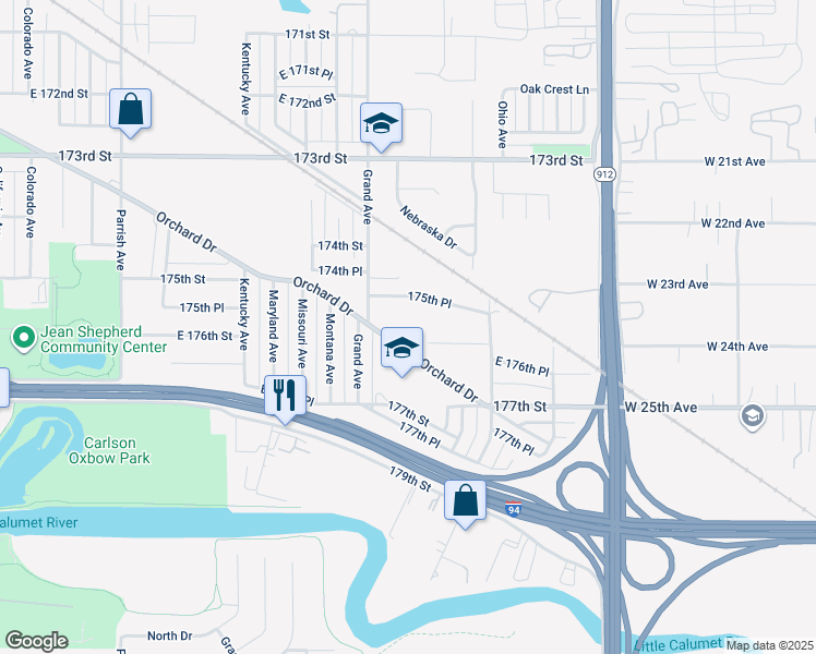 map of restaurants, bars, coffee shops, grocery stores, and more near 3607 Orchard Drive in Hammond