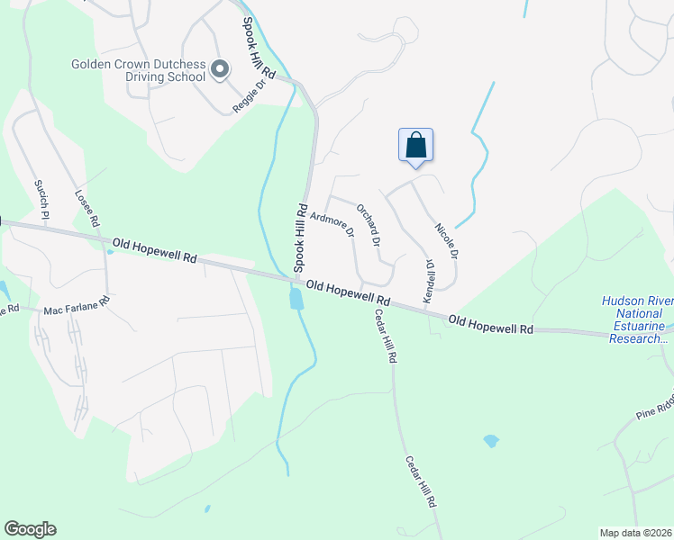 map of restaurants, bars, coffee shops, grocery stores, and more near 313 Old Hopewell Road in Wappingers Falls