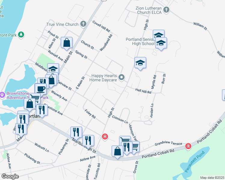 map of restaurants, bars, coffee shops, grocery stores, and more near 7 Sunset Terrace in Portland
