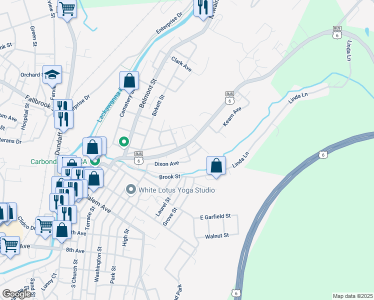 map of restaurants, bars, coffee shops, grocery stores, and more near 12 Gravity Avenue in Carbondale