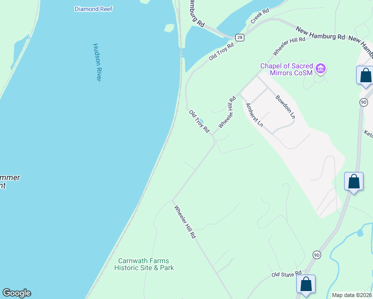 map of restaurants, bars, coffee shops, grocery stores, and more near 680 Wheeler Hill Road in Wappingers Falls