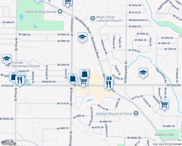 map of restaurants, bars, coffee shops, grocery stores, and more near 5401 Villa Court in Davenport