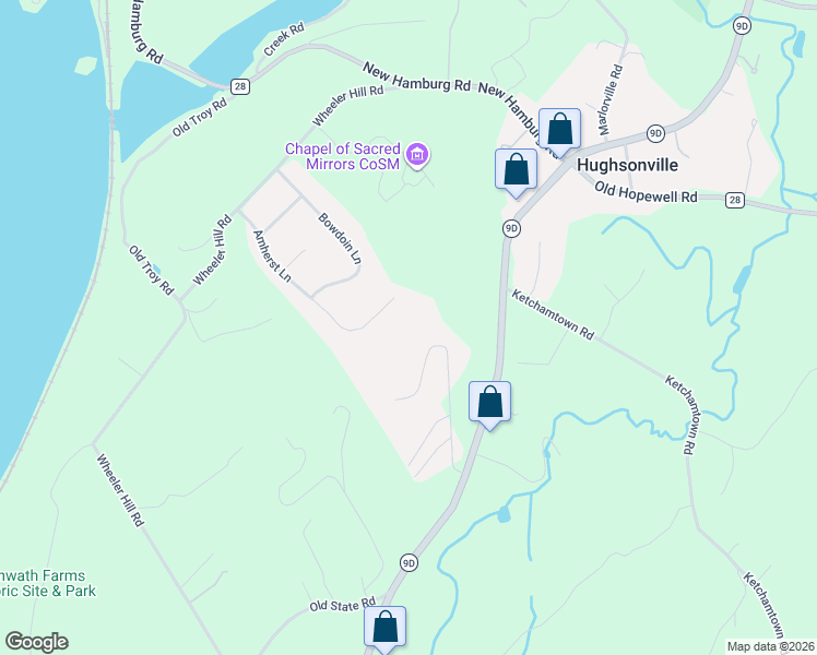 map of restaurants, bars, coffee shops, grocery stores, and more near 9 Alpine Drive in Wappingers Falls