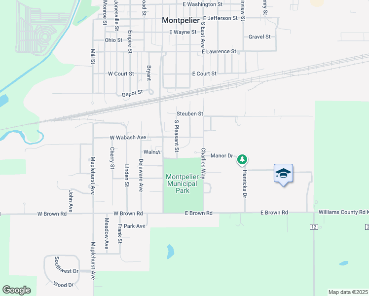 map of restaurants, bars, coffee shops, grocery stores, and more near 105 Evergreen Drive in Montpelier