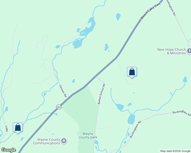 map of restaurants, bars, coffee shops, grocery stores, and more near Honesdale and Delaware Turnpike in Wayne