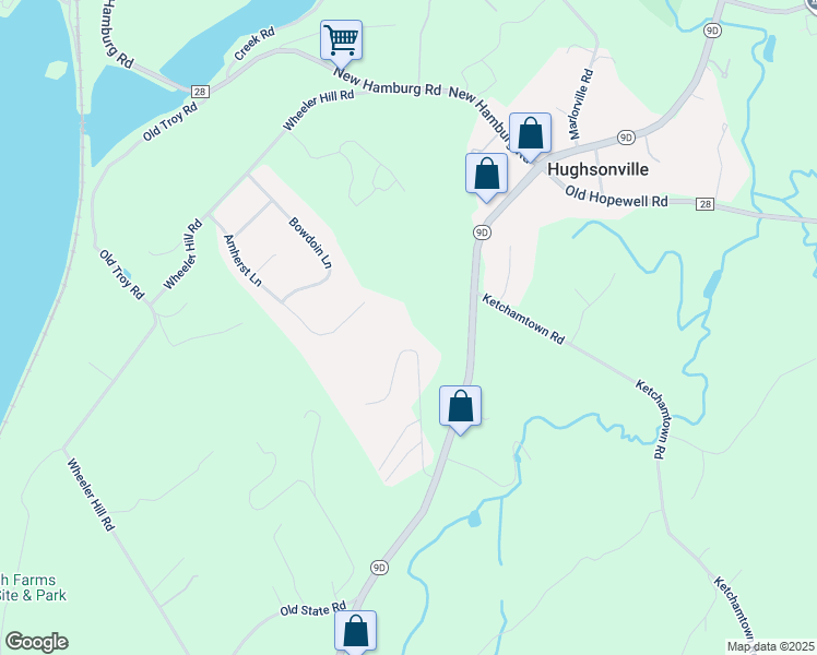 map of restaurants, bars, coffee shops, grocery stores, and more near 46 Amherst Lane in Wappingers Falls