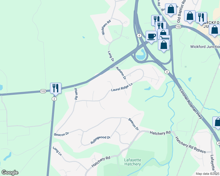 map of restaurants, bars, coffee shops, grocery stores, and more near 158 Laurel Ridge Lane in North Kingstown
