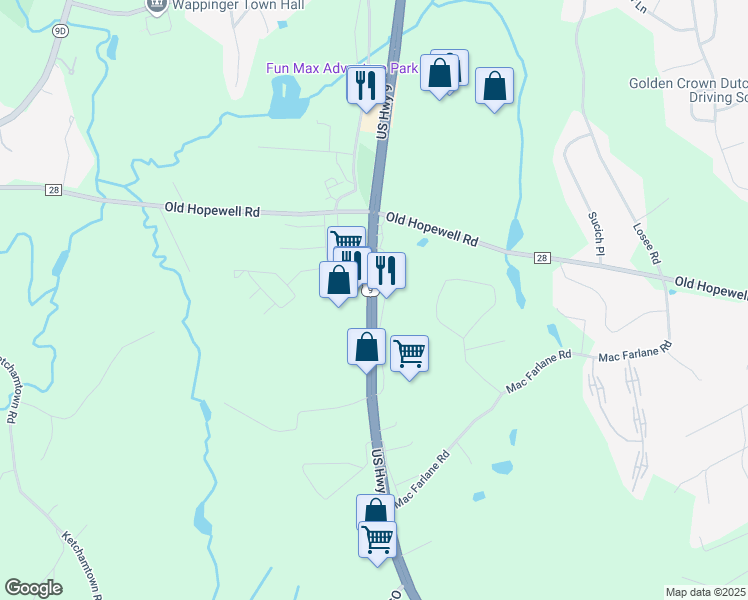 map of restaurants, bars, coffee shops, grocery stores, and more near 859 old Route 9 North in Wappingers Falls