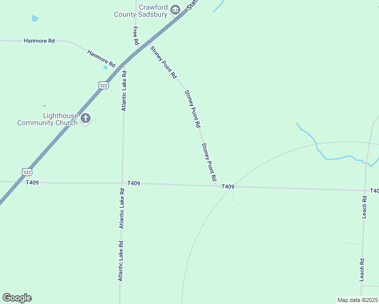 map of restaurants, bars, coffee shops, grocery stores, and more near 8265-8409 Stoney Point Road in Conneaut Lake