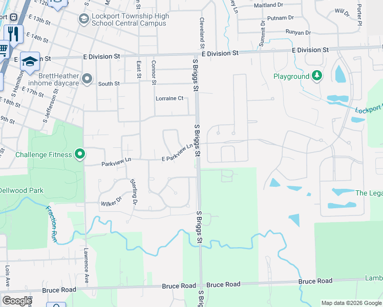 map of restaurants, bars, coffee shops, grocery stores, and more near 819 Parkview Lane in Lockport